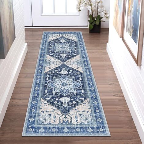 Tapis Long Moderne 40 par 160cm Surface Vieillie Caoutchouc Résistant Entrée Cuisine Buanderie Facile Nettoyage
