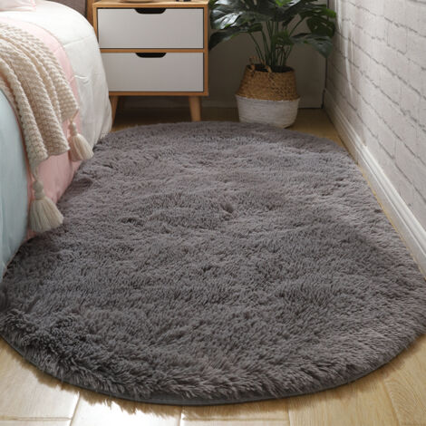 Tapis ovale extra doux, antidérapant, mignon, 120x50 cm, lavable en machine, adapté aux chambres et aux salons cosy (1/4)