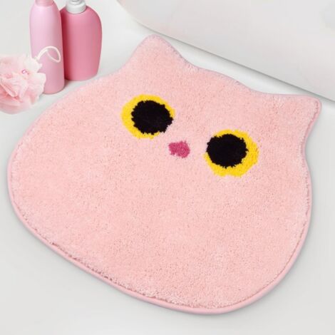 Tapis Bain Décoratif Enfants Motif Mignon Chat Antidérapant Doux 50x55 cm Pour Salle de Bain Enfant et Nursery Décoration (1/4)