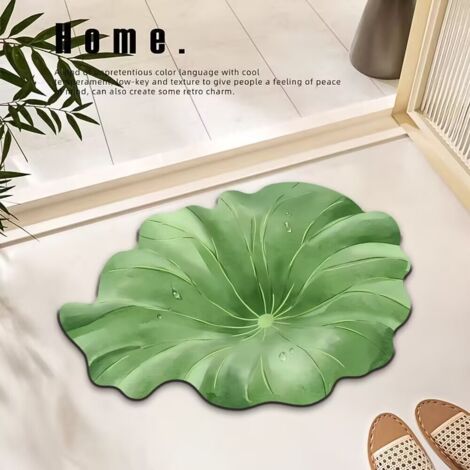 Tapis de Douche Décoratif Style Naturel Motif Végétal Surface Douce Moelleuse Épaisseur 25 mm (1/4)