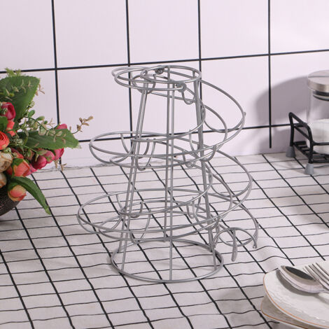 Support à œufs en spirale, support à œufs multifonctionnel en fer forgé, distributeur d'œufs en spirale créatif, adapté au comptoir de cuisine (argent) (1/4)