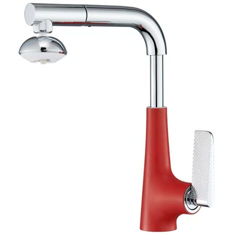 Robinet de Cuisine Argent avec Douchette Extractible - Mitigeur 2 Fonctions (Jet/Douche) - Bec Pivotant 360° - Filtre Amovible - Laiton Sans Plomb - Design Moderne (1/4)