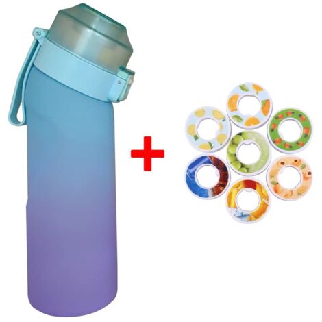 Bouteille d'eau, 650 ml, durable, avec paille et sangle de transport, 7 capsules aromatisées aux fruits, bouteille d'eau de sport isotherme, étanche, adaptée à la salle de sport