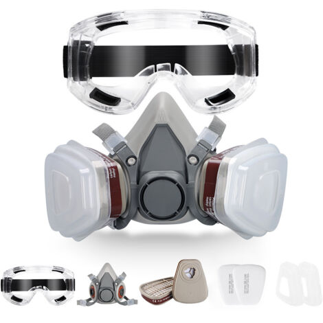 Masque Protection Réutilisable Avec Filtre Anti Poussière,Masque a Gaz Respiratoire avec Filtre pour Pulvérisation,Peinture,Travaux, Produits Chimiques,Bricolage,Ponçage (1/4)