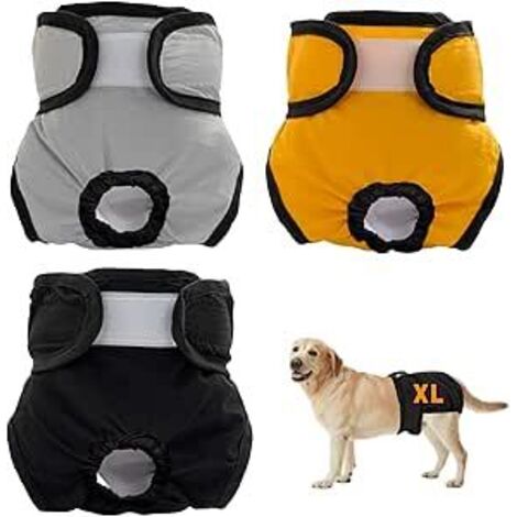 Lot de 3 couches très absorbantes pour chiennes en chaleur Taille réglable-xs
