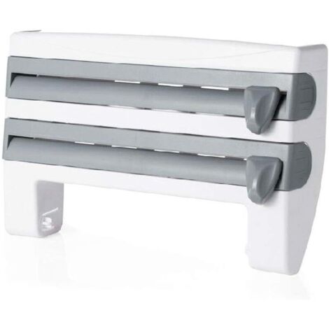 Accessoire Mural Distributeur 3-en-1 Film Alimentaire - Porte Sopalin Et Coupeur - Magnétique Ou Mural Porte Rouleau Cuisine 3 En 1