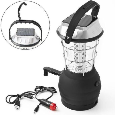 Lanterne de Camping Solaire, Lampe LED à Manivelle, Lumière de Tente Portable Super Lumineuse, IP43 Étanche (1/5)