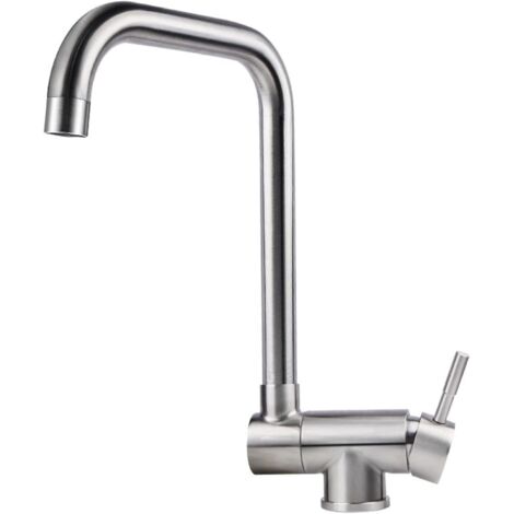 Vitre avant d’eau robinet de cuisine pliant acier inoxydable Rotation 360° mélangeur chaud et froid robinet évier lavabo robinet (1/3)