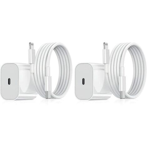 2 Chargeurs Rapides 20W USB-C avec Câble Lightning 1m, Adaptateur Secteur Type-C pour iPhone 14/13/12/11, iPad Air (1/5)