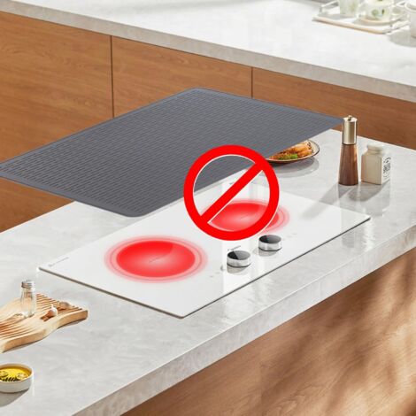 TMK Plaque De Protection Cuisinière 80x52 Cm - Verre Trempé Noir Anti-Éclaboussures
