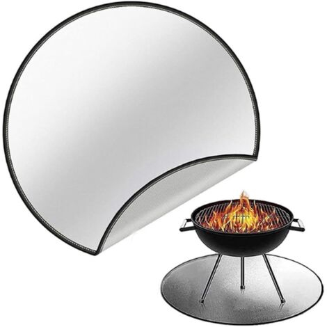 Tapis rond de protection pour barbecue (24 pouces), double face, ignifuge, pour terrasse et patio (résistance à la chaleur jusqu'à 1022 °F) (1/4)