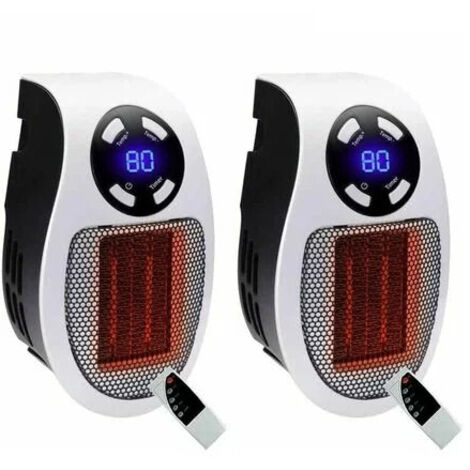 2 pièces Chauffage Enfichable, Mini Chauffe Électrique 500W, Réglable chauffage Thermostatique, fonction de contrôle de la température, fonction de minuterie, chauffage portable (1/5)