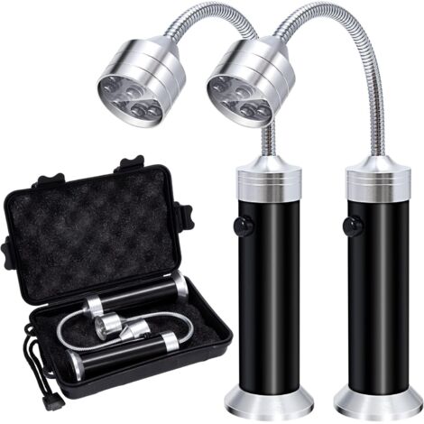 Lampe de barbecue, lot de 2 lampes LED avec base magnétique, accessoires de barbecue flexibles et rotatifs à 360°, éclairage portable pour camping, fête, extérieur, garage [Classe énergétique A+] (1/4)