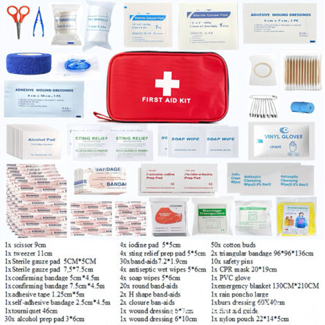 Enowelir Mini Trousse Premier Secours 180 Pièces, Petite Trousse à Pharmacie, Kit Premier Secours pour Voiture Maison Lieu de Travail Voyage Camping Randonnée et Sports en Plein Air (1/4)