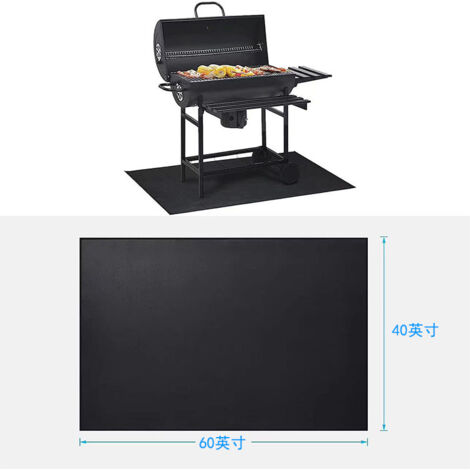 Grand tapis de gril 60 x 40 pouces pour barbecue extérieur, tapis de gril ignifuge double face pour foyer, tapis de foyer intérieur, protection de barbecue étanche à l'huile pour terrasses et patios (1/4)