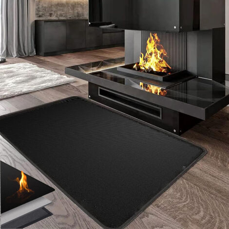 Grand tapis de protection pour barbecue extérieur 120 x 100 cm, double face ignifuge pour foyer, tapis de cheminée d'intérieur, protection de barbecue étanche et résistante à l'huile pour terrasses et (1/4)