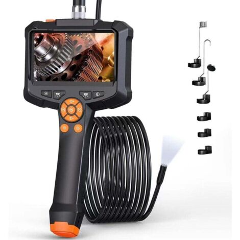 Caméra endoscope avec lumière, endoscope étanche IP67 8 mm, caméra d'inspection écran IPS 4,3 pouces, caméra tube HD 1080P avec 8 LED réglables, câble semi-rigide de 5 m (1/4)