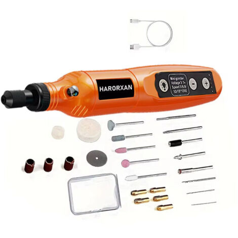 Outil rotatif sans fil, ensemble d'outils rotatifs à 5 vitesses avec accessoires (5000-18000 tr/min), chargement via Type-C, outils rotatifs pour meulage, polissage, perçage, gravure, ponçage, travaux (1/4)