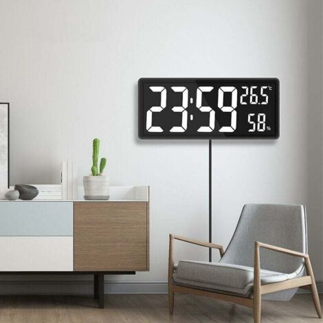 Horloge murale numérique à LED blanche avec grand écran à chiffres pour l'intérieur des bureaux