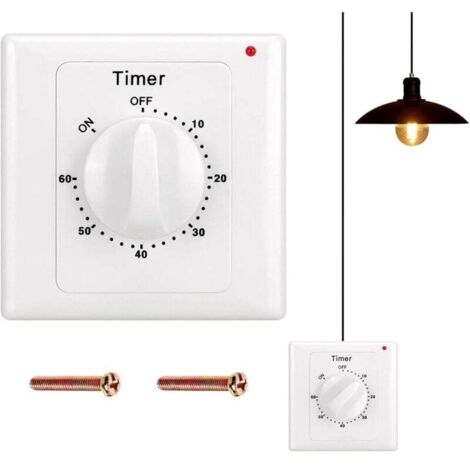 Enowelir Interrupteur de compte à rebours : minuterie 60 minutes interrupteur d'éclairage avec minuterie, protégé contre l'eau, Creuser des trous pour l'installation pour salle de bain, ventilateur, l (1/4)