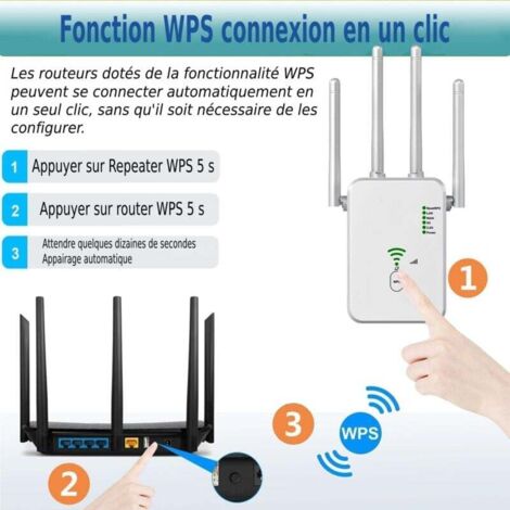Répéteur WiFi 1200Mbps Double Bande 6 Antennes - Amplificateur Signal Jusqu'à 1200m²