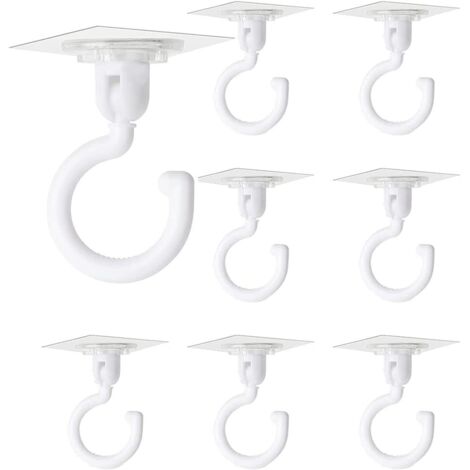 Enowelir 8 Pièces Crochets Auto-adhésifs Transparents Crochet Rotatif à 360 Degrés Crochet Adhésif Puissant Plafond Crochets Muraux Sans Perçage pour Salle de Bain Toilettes Cuisine Bureau Mur Plafond (1/4)