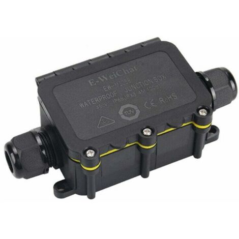 Enowelir 1 Pièce Boîte de Jonction Etanche IP68, Boîte de Dérivation 2 Voies Connecteurs Boîtier Éectrique Extérieur Facile à Installer pour Ø 5-12mm Diamètre du Câble, Noir (1/4)
