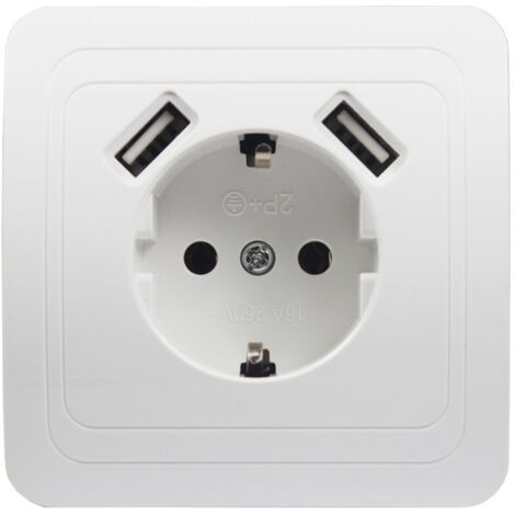 Enowelir Prise murale universelle pour téléphone, Double Port USB 5V, 2A,Mur européen standard allemand (1/4)
