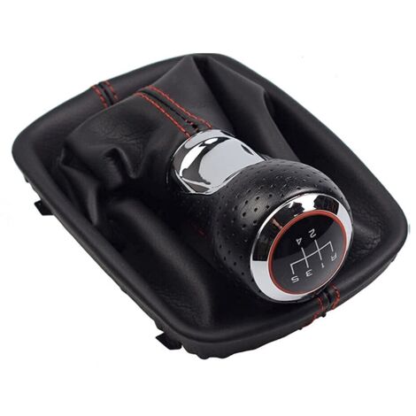 Enowelir Pommeau de levier de vitesse de voiture en cuir avec couvercle de coffre poignée à 5 vitesses pour Audi A4 B6 8E 2000-2004 A6 C5 4B 1997-2005 (vitesse R-5) (1/4)