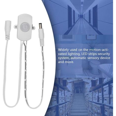 Capteur de Mouvement PIR 6V-24V 5A, Détecteur Infrarouge Corps Humain pour Bande LED, Minuterie et Capteur de Lumière Réglable (18-360s), Portée 5m