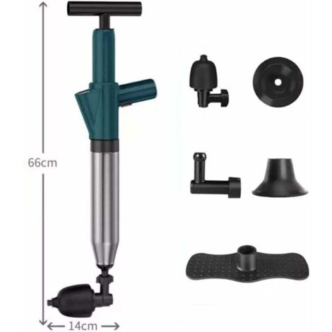 Piston de Toilette Haute Pression, Déboucheur de Toilette en Acier Inoxydable avec Piston Pneumatique, Nettoyeur de Drain Haute Pression 120 PSI pour Toilettes