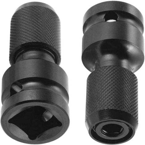 Embout de clé à chocs en acier 2 pièces, douille à chocs avec accessoires, adaptateur de douille à chocs pour douille hexagonale 1/4 po, tournevis (noir) (1/4)