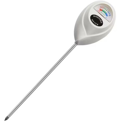 Humidimètre de sol, sonde longue pour l'intérieur et l'extérieur, jardin, ferme, pelouse, sans piles (blanc) (1/4)