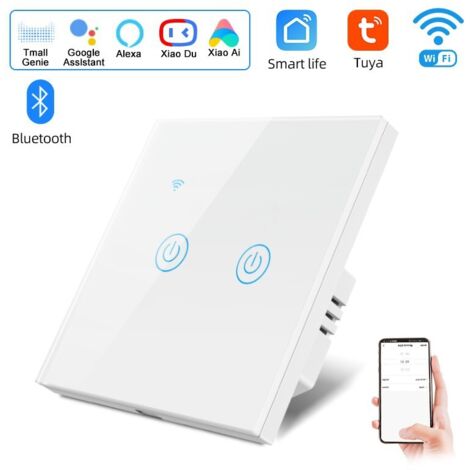 Double Combinaison : Double Interrupteur Tactile 2 Boutons Et 1 Prise