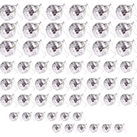 Boules disco miroir, 3 tailles, décorations à suspendre, pour bar, scène, sapin de Noël（54pcs） (1/5)