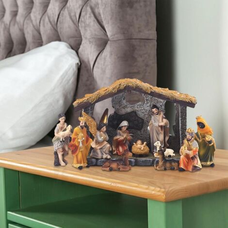 Lot 10 Statues Crèche De Noël Miniature En Résine - Décoration Église Et Maison