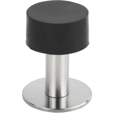 Butée de porte en caoutchouc et acier inoxydable, support anti-perforation, fixation murale au sol, sans clous (1/4)