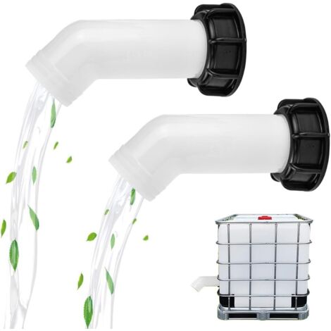 2PCS Tuyau de Bec de Vidange Buse de Réservoir d'Eau Raccord de Vanne IBC Connecteurs d'Eau de Jardin Bec de Vidange d'Extension Buse de Réservoir d'Eau Valve pour Raccord Robinet Cuve IBC (1/4)