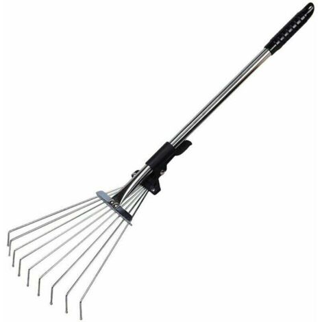 Râteau à feuilles de jardin Râteau de jardin réglable en métal Râteau de camp extensible pour pelouse de jardin (1/4)