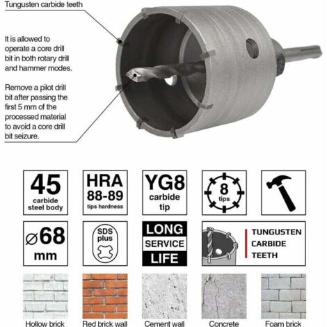 Set De 10 Mèches à Béton Et Carrelage DARTOTEK 6mm - Scie Cloche Porcelaine Avec Pointe Carbure Tungstène Pour Brique, Béton, Céramique