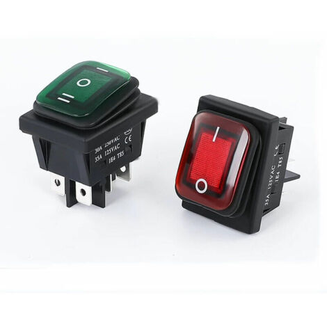 RS KDC4 L20 BL Interrupteur à bascule On Off Illuminé 20A, 125VAC DPST RS KDC4 L20 BL Interrupteur à bascule On Off Illuminé 20A, 125VAC DPST