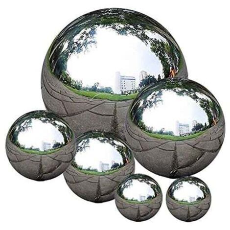 Boule réfléchissante flottante en acier inoxydable poli miroir, 50 à 150 mm, pour décoration de jardin, 6 pièces