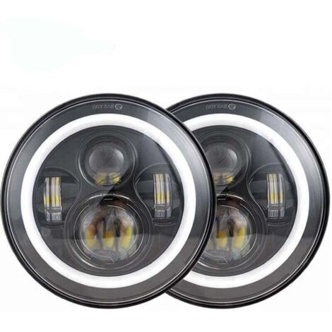 Phare Wrangler de 7 pouces, cercle complet, ouverture œil d'ange, projecteur de moto, phare LED de voiture modifié (1/4)