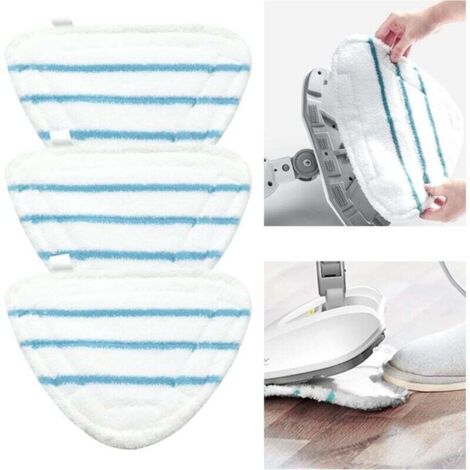 Housses de balai vapeur en microfibre, accessoires, tampons triangulaires universels lavables pour nettoyeur vapeur à jet chaud, tampons de balai vapeur en microfibre blancs lavables en machine (1/4)