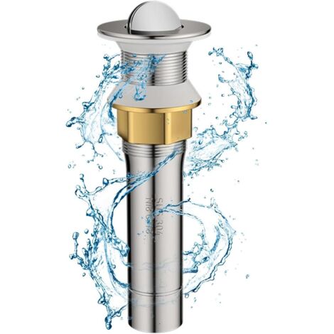 Bonde de lavabo en acier inoxydable, anti-explosion et anti-obstruction, facile à utiliser pour la cuisine et la salle de bain (sans trop-plein). (1/2)