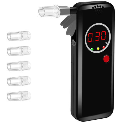 Ethylotest Ethylotest Electronique, Etiloteste Electronique Portable avec Ecran LCD d'Affichage, Alcootest Ethylometre Haute Sensibilit avec 12 Embouchures (1/5)