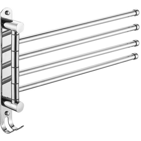 Porte-Serviettes avec 4 Barres 180°Rotatives en Acier Inoxydable SUS304 Porte Serviette Murale Sèche-Serviettes pour Salle de Bain Cuisine Lavabo- Argent (1/4)