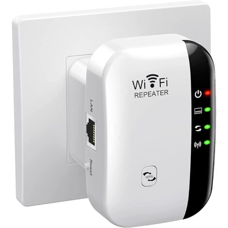 Répéteur WiFi Puissant 300Mbps Amplificateur WiFi Puissant 2.4GHz WiFi Range Booster WiFi Répéteur Extenseur sans Fil avec Port Ethernet, WiFi Extender WiFi Booster, RJ45, Protection WPS (1/4)