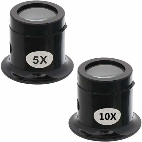 Loupe d'Horlogerie, 5X/10X Loupe Oculaire Bijoutier, Loupe de Montres pour Bijoux, Diamants, Pierres Précieuses (Noir) (1/5)