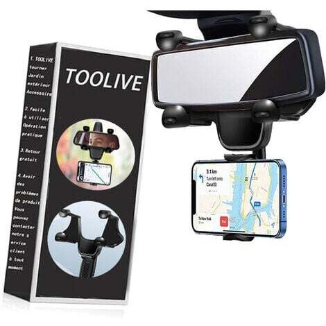 Support de Téléphone Rétroviseur Voiture Montage Tourne à 360 °，Support de Téléphone Universel pour Rétroviseur de Voiture，pour Smartphones d'une Largeur Inférieure à 9,4 cm (3,7 Pouces) (1/5)
